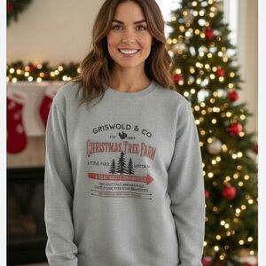 XL & 2XL Griswold & Co Christmas Tree Farm Gray Lightweight Sweatshirt NWT